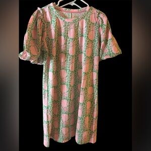 Lilly Pulitzer Pineapple Dress with Pink and Green Floral Design